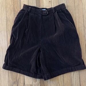 Women's brown high waist pleated cuffed Corduroy Shorts jorts size 6